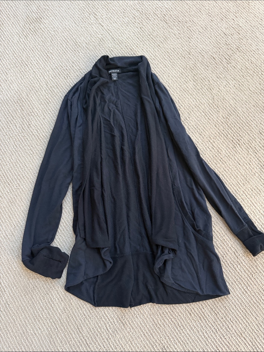 Athleta Black Open-Front Draped Blazer-Style Cardigan